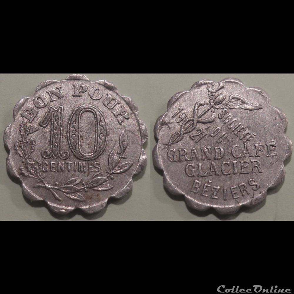 p- MN Beziers 10 C. 1921 Al Elie:55.1 monnaies paranumismatique jetons poids p mn beziers 10 c 1921 al elie 55 1