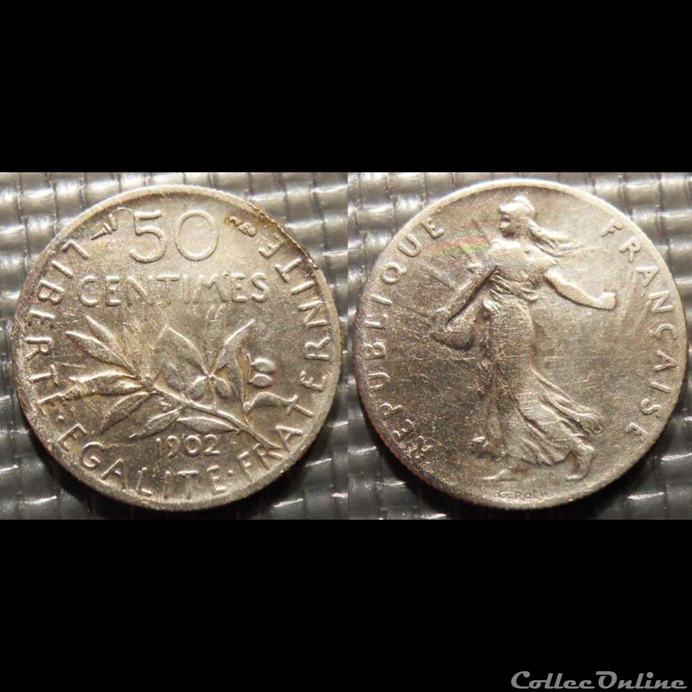 monnaie france moderne ga 50 centimes semeuse 1902 18mm 2 5g