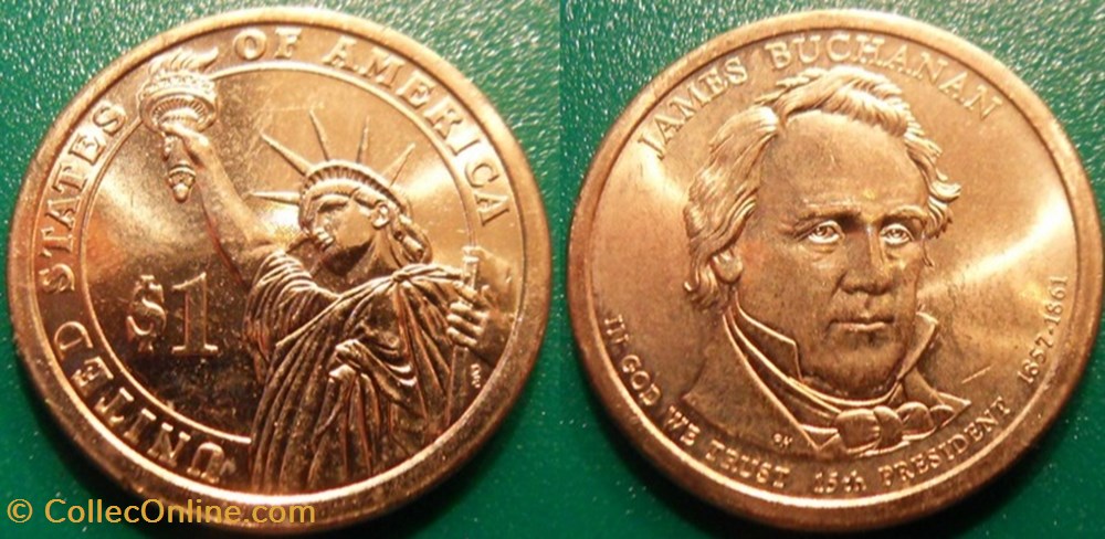 1 dollar Presidents 1857 1861 James Buchanan Coins World