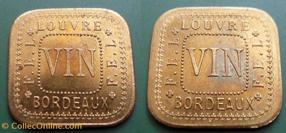 monnaie jeton mereaux p mn bordeaux vin laiton louvre f e l non repertorie v gadoury r elie