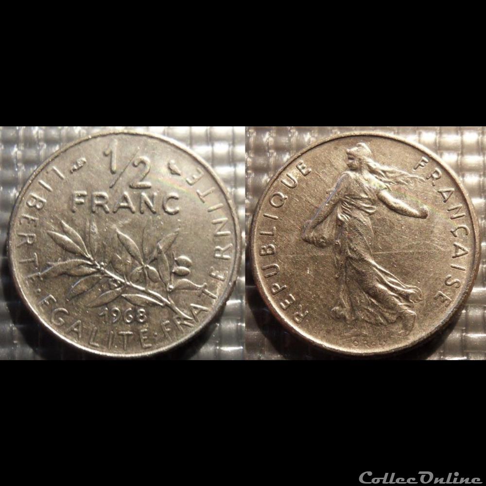Gl 1/2 franc semeuse 1968 19.5mm 4.5g monnaie france moderne gl 1 2 franc semeuse 1968 19 5mm 4 5g
