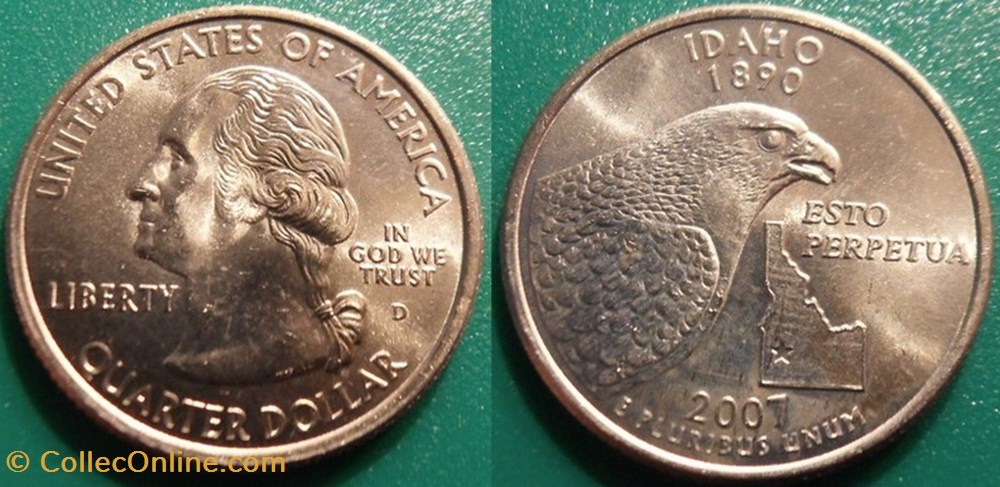 1/4 dollar 2007 D Idaho monnaie monde etat uni 1 4 dollar 2007 d idaho