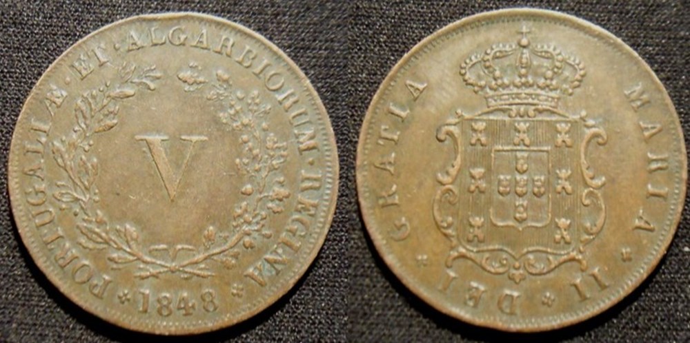 Portugal 5 Reis 1848 monnaies monde portugal 5 reis 1848