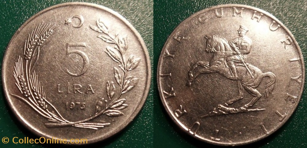 5 Lira 1975 monnaie monde turquie 5 lira 1975