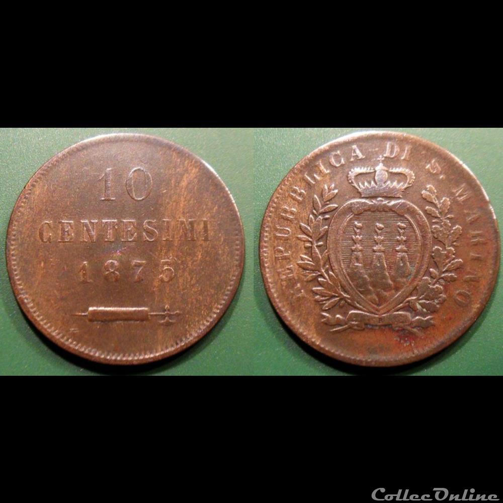 San Marin 10 Centesimi 1875 monnaie monde san marin 10 centesimi 1875