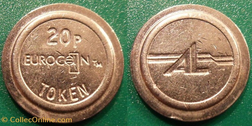e- J etr Grande Bretagne Eurocoin 20p Token monnaies paranumismatique jetons poids e j etr grande bretagne eurocoin 20p token