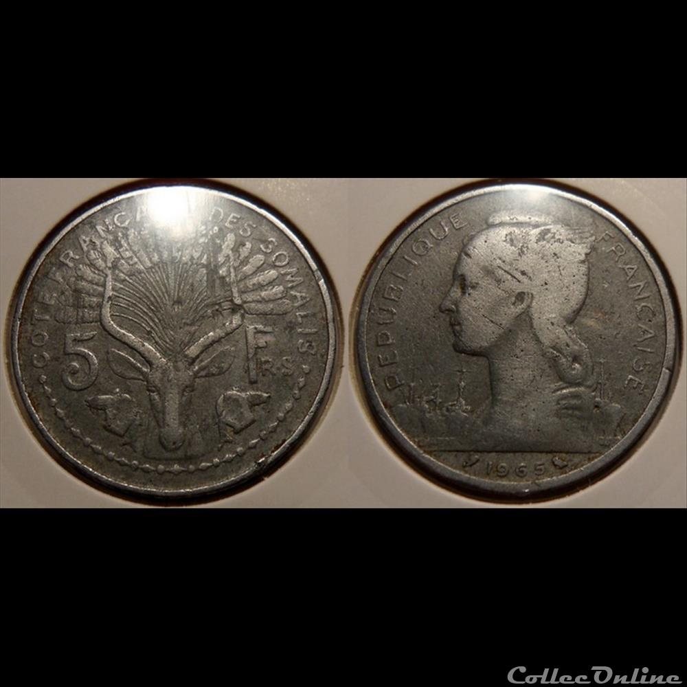 Djibouti- Cote Française des Somalis 5 francs 1965 monnaie france colony djibouti cote francaise des somalis 5 francs 1965