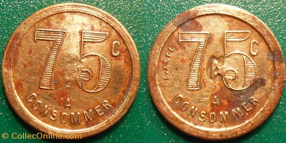 f- Jeton à consommer 75 C monnaies paranumismatique jetons poids f jeton a consommer 75 c
