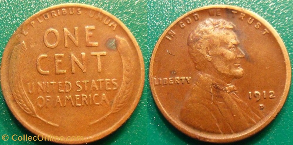 USA 1 Cent 1912 D monnaie monde etat uni usa 1 cent 1912 d