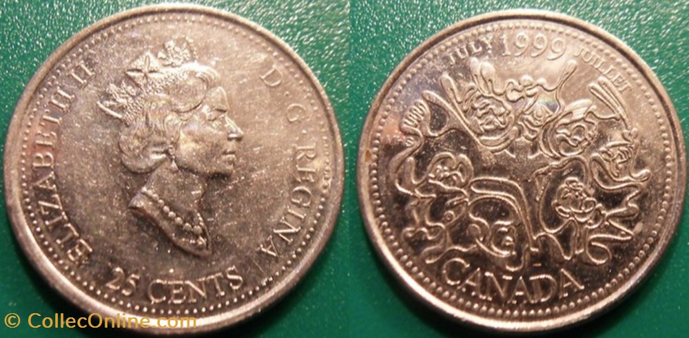 25 Cents 1999 monnaie monde canadum 25 cents 1999
