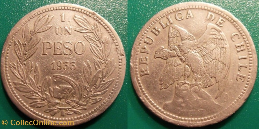 1 Peso 1933 monnaie monde chili 1 peso 1933
