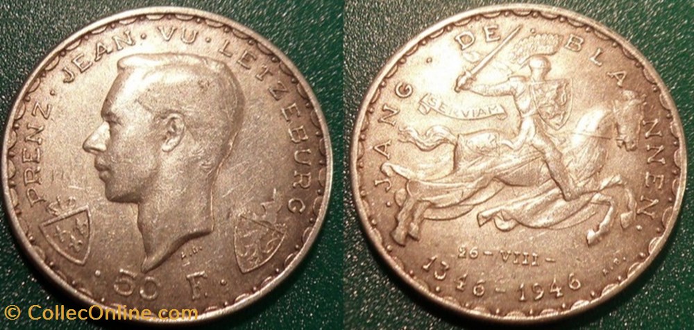 monnaies monde luxembourg 50 francs 1946