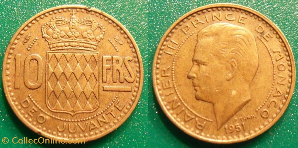 10 Francs 1951 Rainier III monnaie monde monaco 10 francs 1951 rainier iii