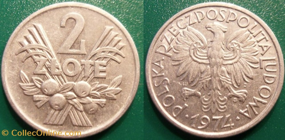 2 Zloty 1974 monnaie monde pologne 2 zloty 1974