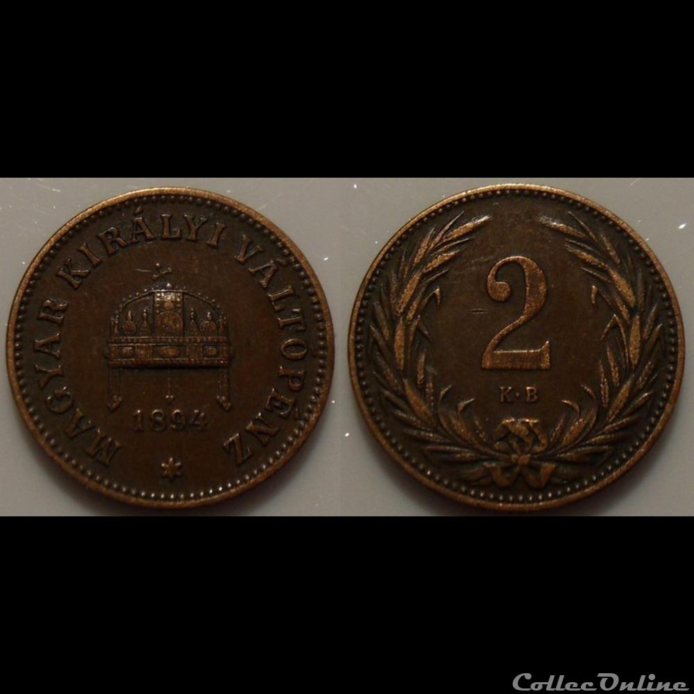 Hongrie 2 Filler 1894 monnaie monde hongrie 2 filler 1894