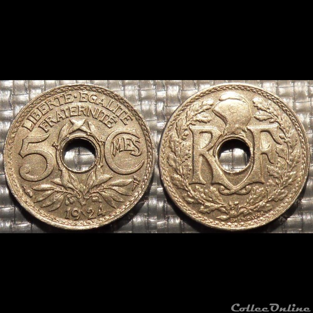 Cc 5 centimes EM Lindauer 1924 17mm 2g monnaie france moderne cc 5 centimes em lindauer 1924 17mm 2g