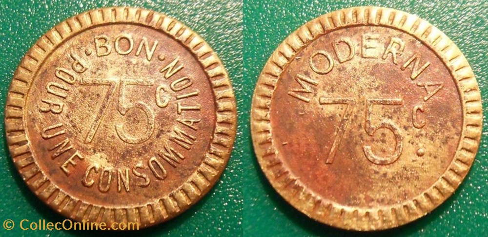 monnaies jetons mereaux f jeton a consommer 75c bon pour une consommation moderna