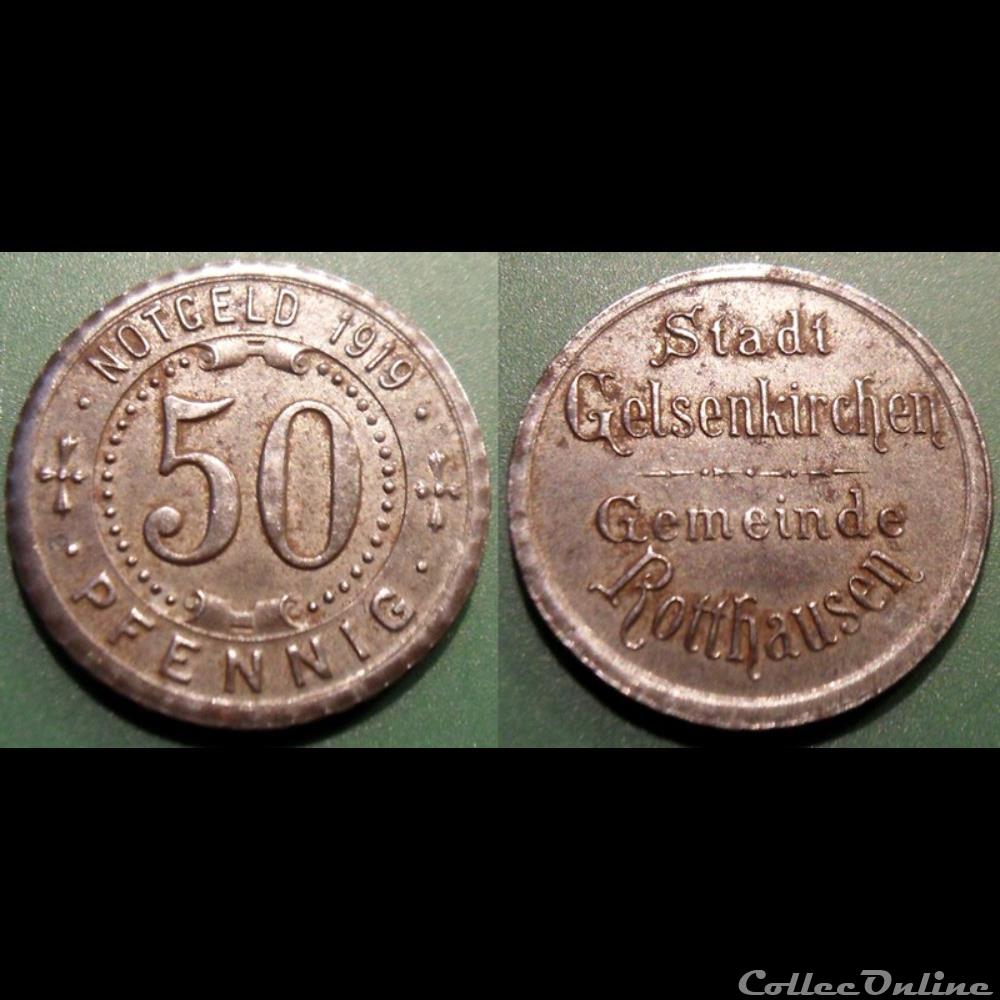q- MN etr Germany Gelsenkirchen 50 Pfennig 1919 monnaie jeton mereaux q mn etr germany gelsenkirchen 50 pfennig 1919