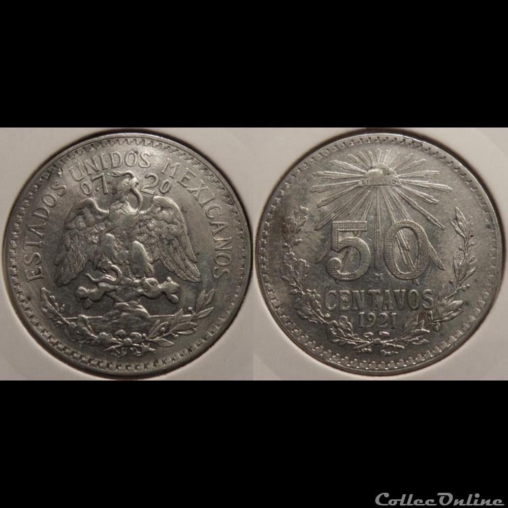 monnaie france moderne mexique 50 centavos 1921