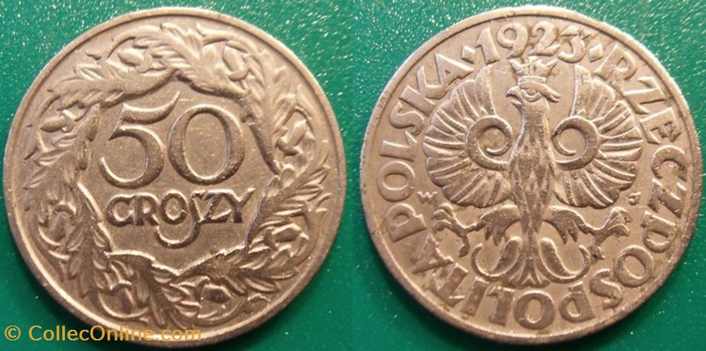 50 Groszy 1923 monnaie monde pologne 50 groszy 1923