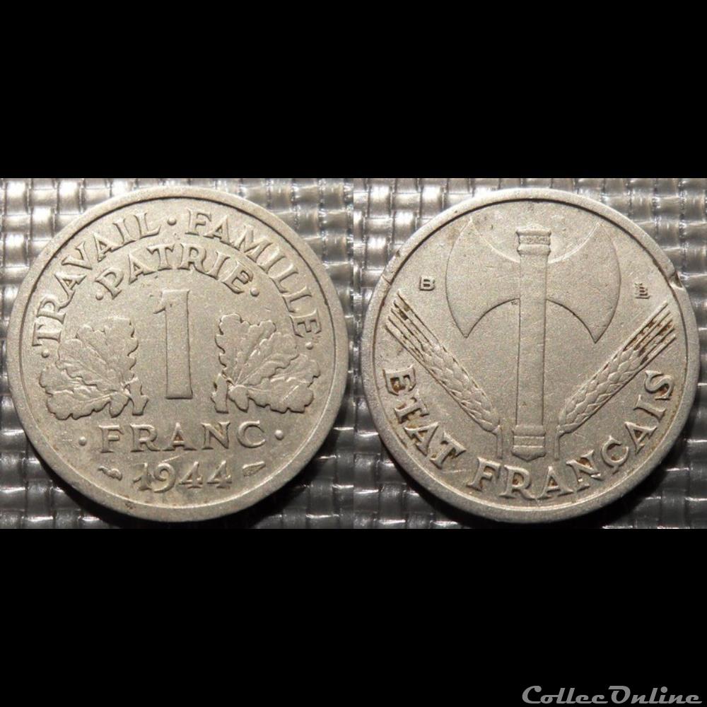 He 1 franc Bazor 1944 B 1.3g poids faible, 1.6g poids fort monnaie france moderne he 1 franc bazor 1944 b 1 3g poids faible 1 6g poids fort