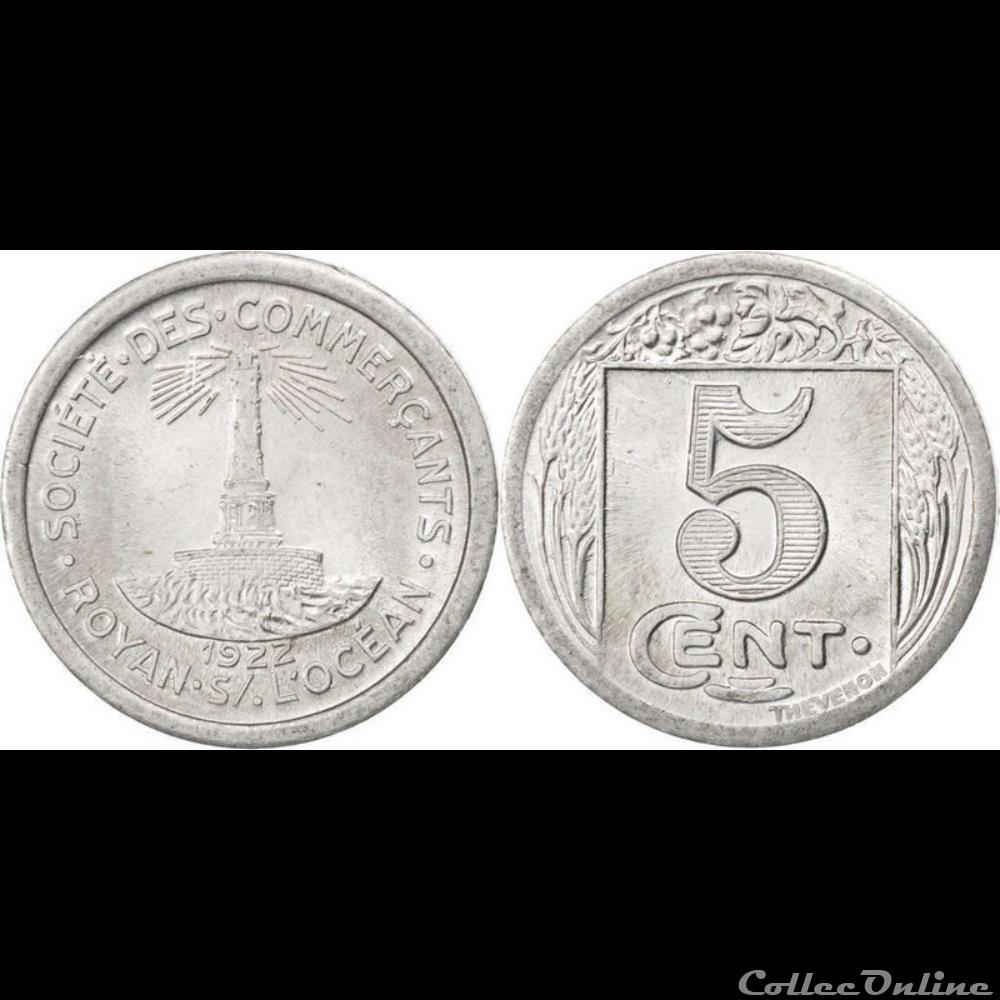 p- MN Royan 5 C. 1922 Al Elie:10.1 monnaies paranumismatique jetons poids p mn royan 5 c 1922 al elie 10 1