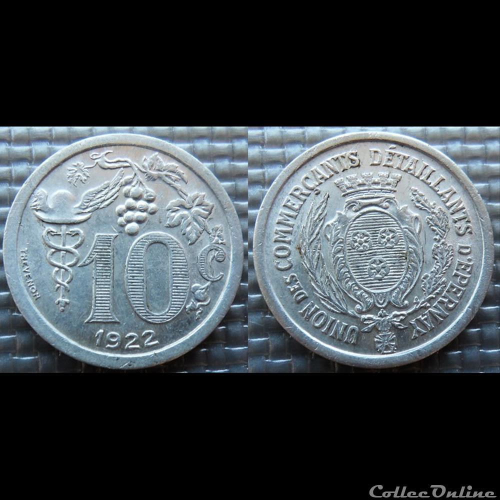 p- MN Epernay 10 C. 1922 Al Elie:10.2 monnaies paranumismatique jetons poids p mn epernay 10 c 1922 al elie 10 2