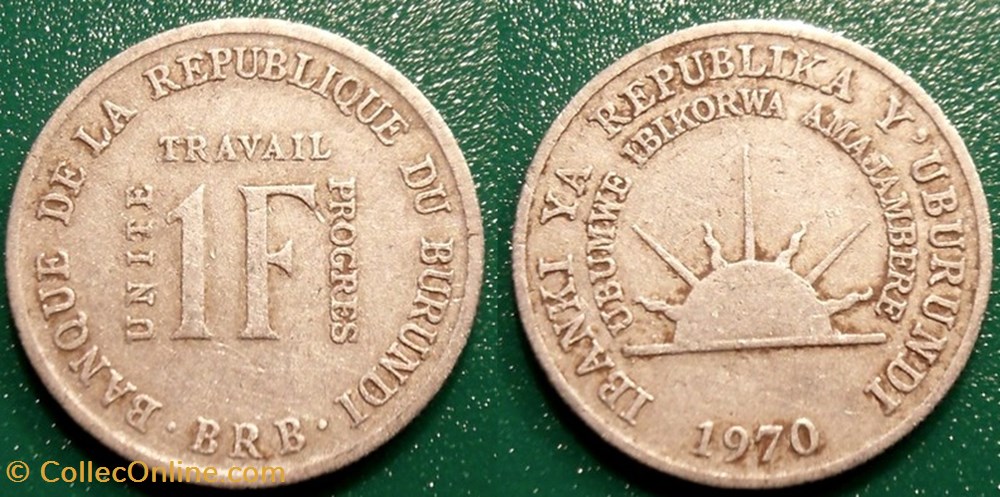 1 Franc 1970 monnaie monde burundi 1 franc 1970