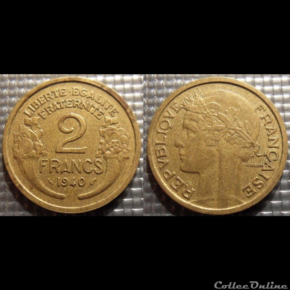 monnaie france moderne jc 2 francs morlon 1940 27mm 8g