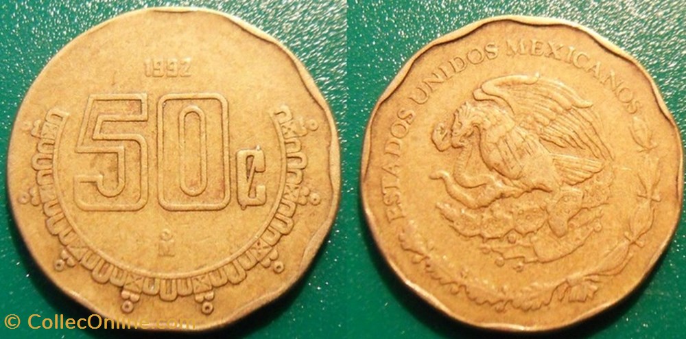 50 Centavos 1992 monnaie monde mexique 50 centavos 1992
