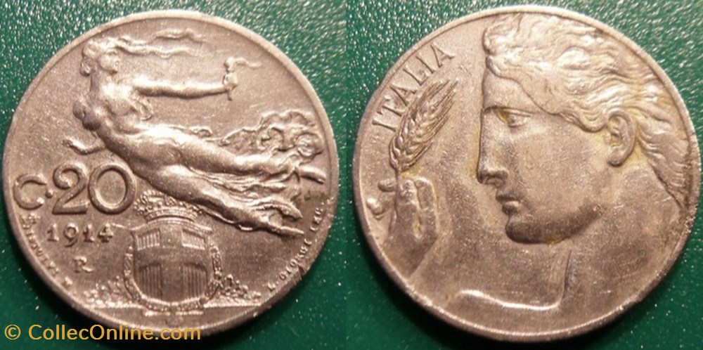 Italie 20 Centésimi 1914 R monnaie monde italie 20 centesimi 1914 r