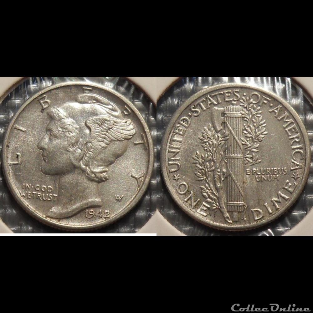 monnaie france feodale usa one dime 1942
