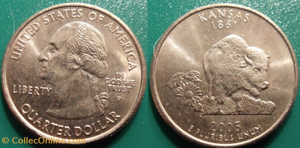 1/4 dollar 2005 P Kansas monnaie monde etat uni 1 4 dollar 2005 p kansas