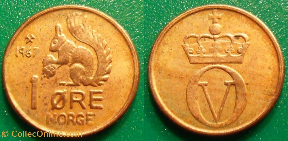 1 Ore 1967 monnaie monde norvege 1 ore 1967