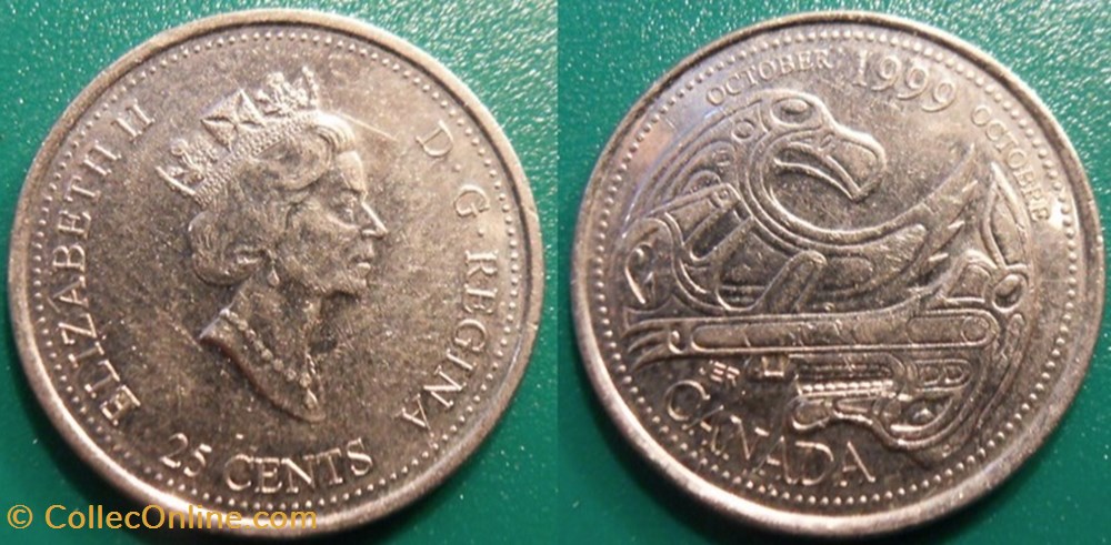 monnaie monde canadum 25 cents 1999