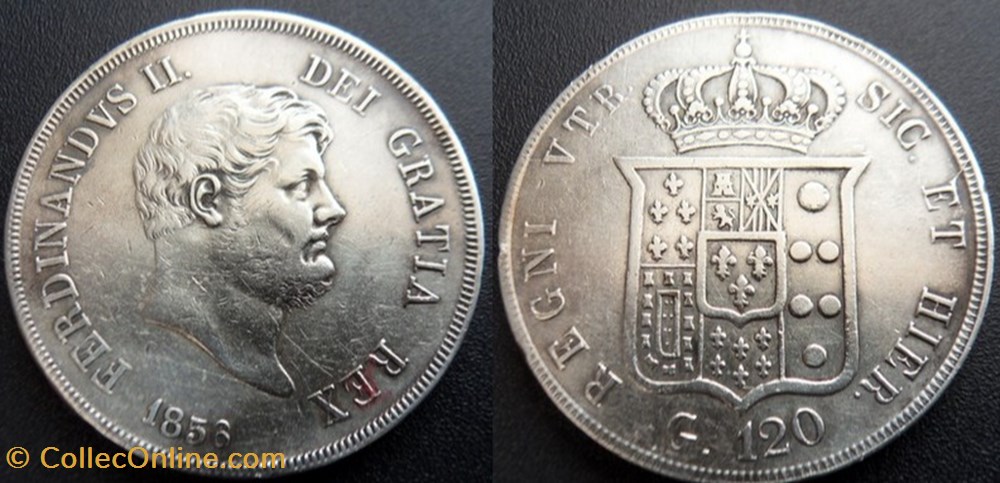 monnaies monde italie royaume des deux siciles 120 grana 1856