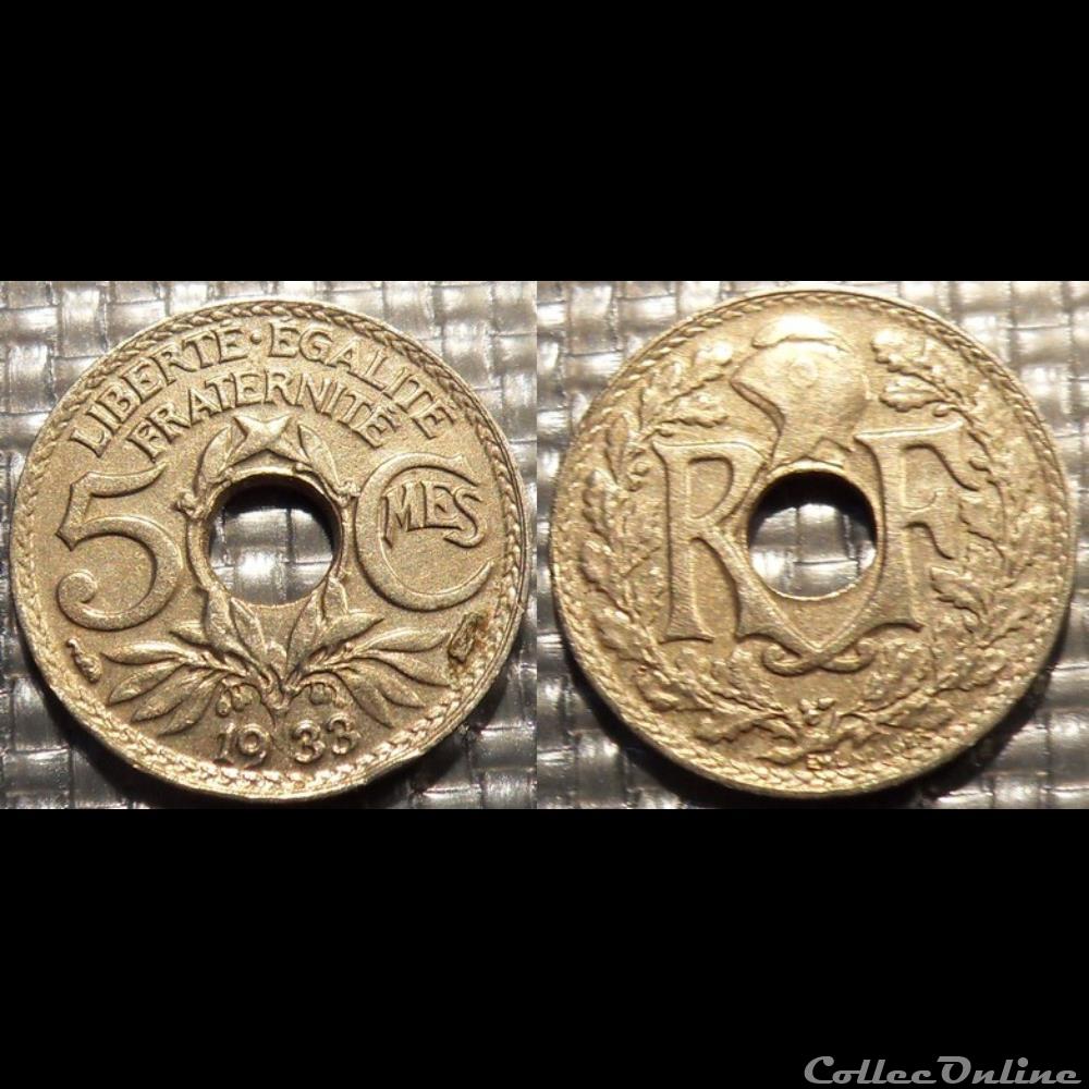 Cc 5 centimes EM Lindauer 1933 17mm 2g monnaie france moderne cc 5 centimes em lindauer 1933 17mm 2g