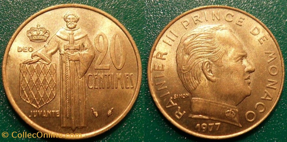 20 Centimes 1977 Rainier III monnaie monde monaco 20 centimes 1977 rainier iii