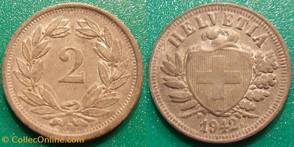 monnaie monde suisse 2 centimes 1942