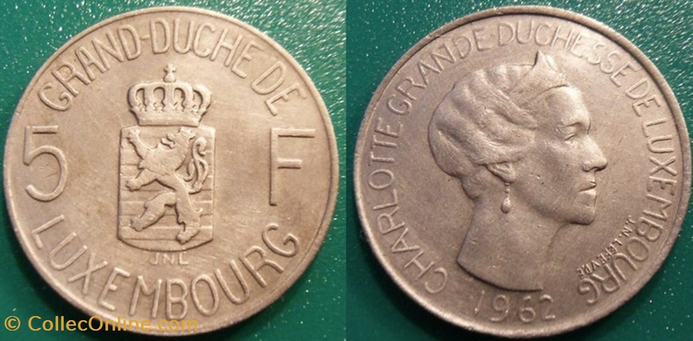 5 Francs 1962 monnaie monde luxembourg 5 francs 1962