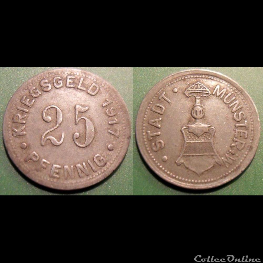 q- MN etr Germany Munster 25 Pfennig 1917 monnaie jeton mereaux q mn etr germany munster 25 pfennig 1917