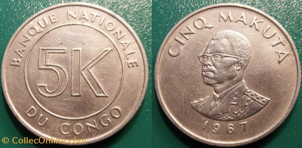 monnaie monde congo 5 makuta 1967