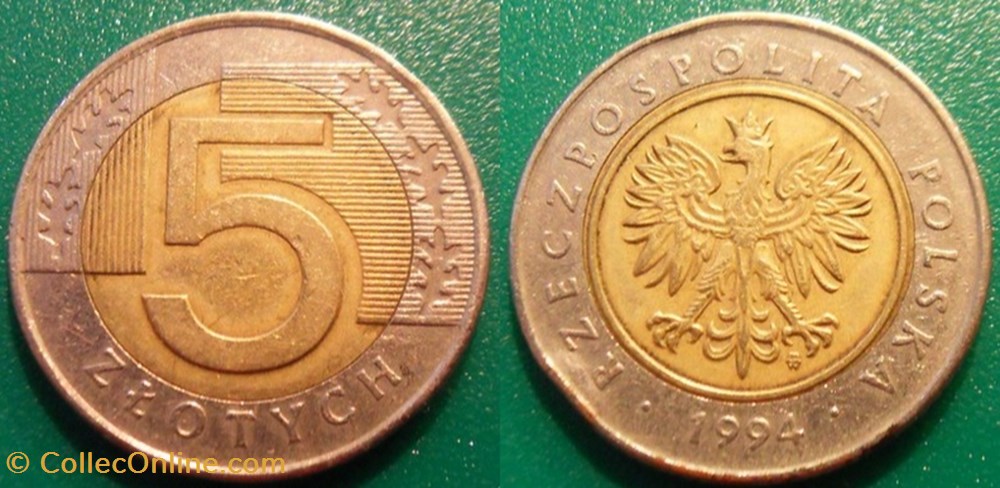 5 Zlotych 1994 monnaies monde pologne 5 zlotych 1994