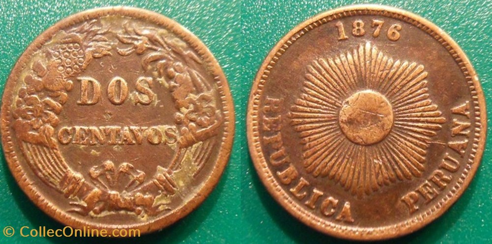 monnaie monde perou dos centavos 1876