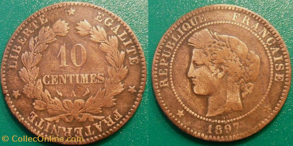 J-Troisième République 10 Centimes Céres 1897 A monnaies france modernes j troisieme republique 10 centimes ceres 1897 a