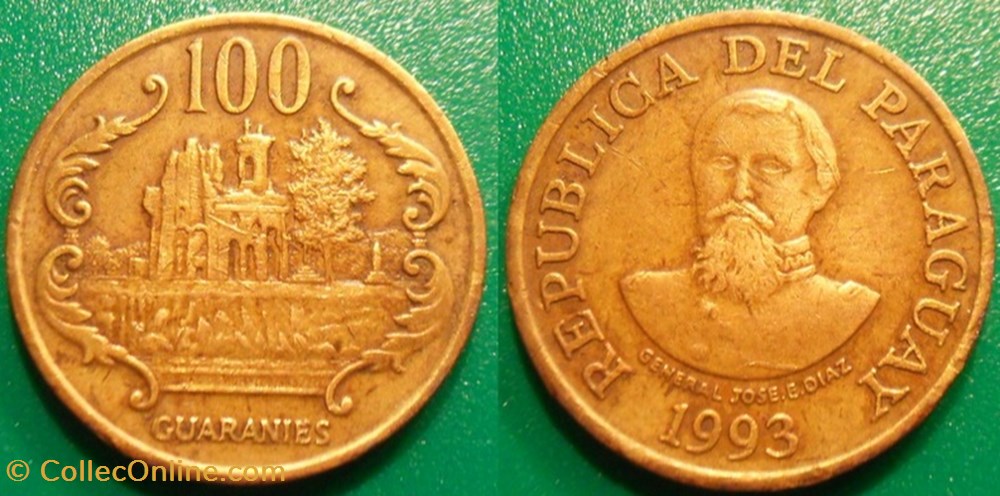 100 Guaranies 1993 monnaie monde paraguay 100 guaranies 1993