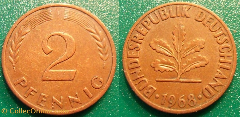 2 Pfennig 1968 monnaie monde allemagne 2 pfennig 1968