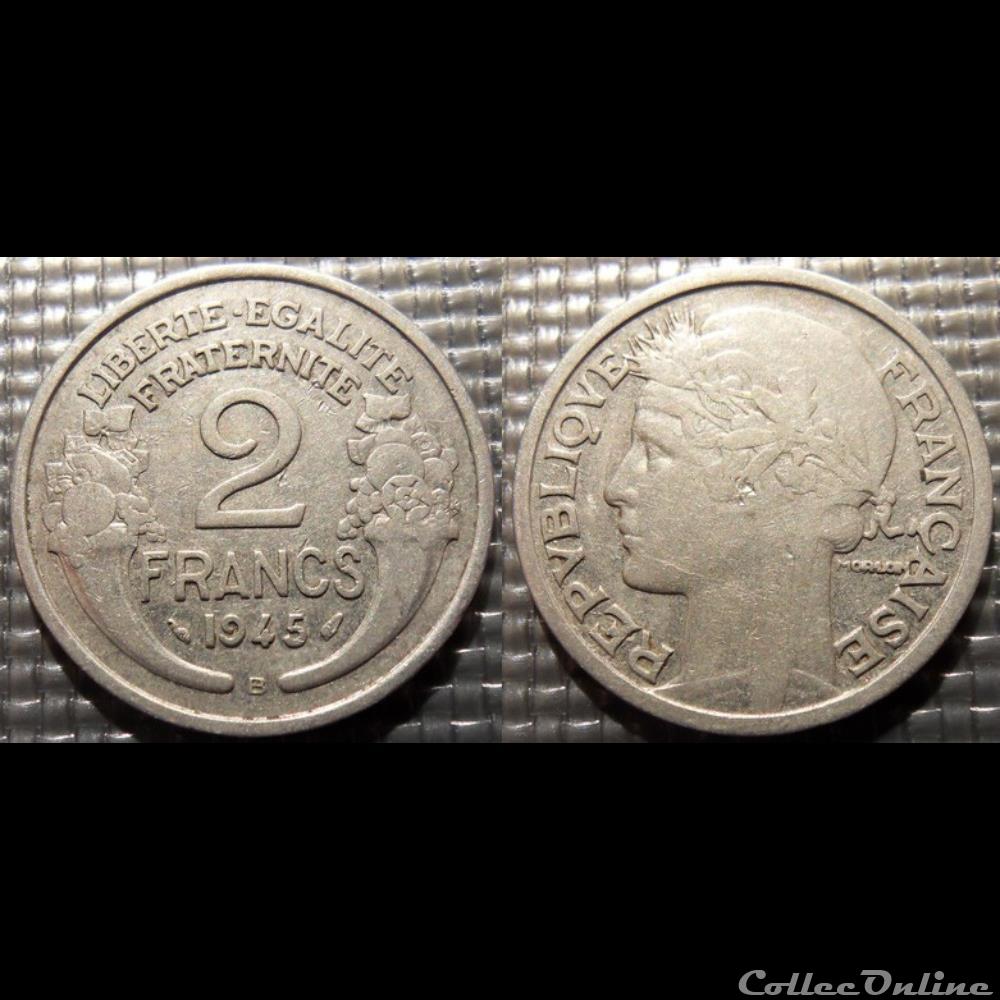 Jf 2 francs Morlon 1945 B 27mm 2.2g monnaie france moderne jf 2 francs morlon 1945 b 27mm 2 2g