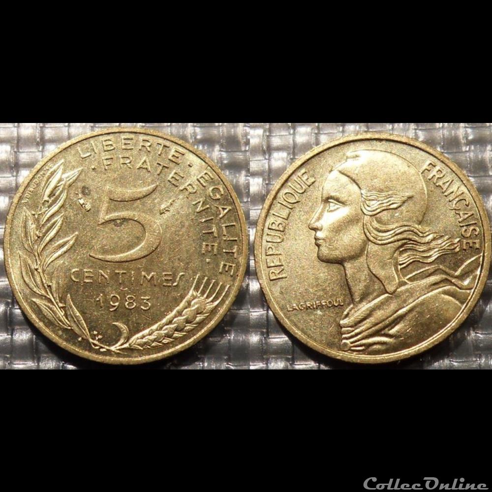 Cf 5 centimes Marianne 1983 17mm 2g monnaie france moderne cf 5 centimes marianne 1983 17mm 2g