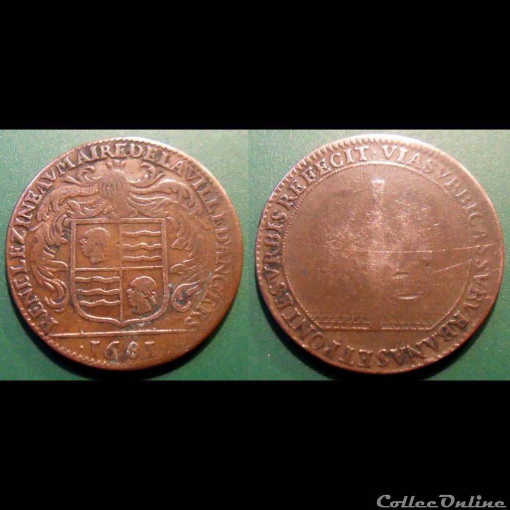 monnaies jetons mereaux m jeton anjou ville angers rene lezineau maire 1681